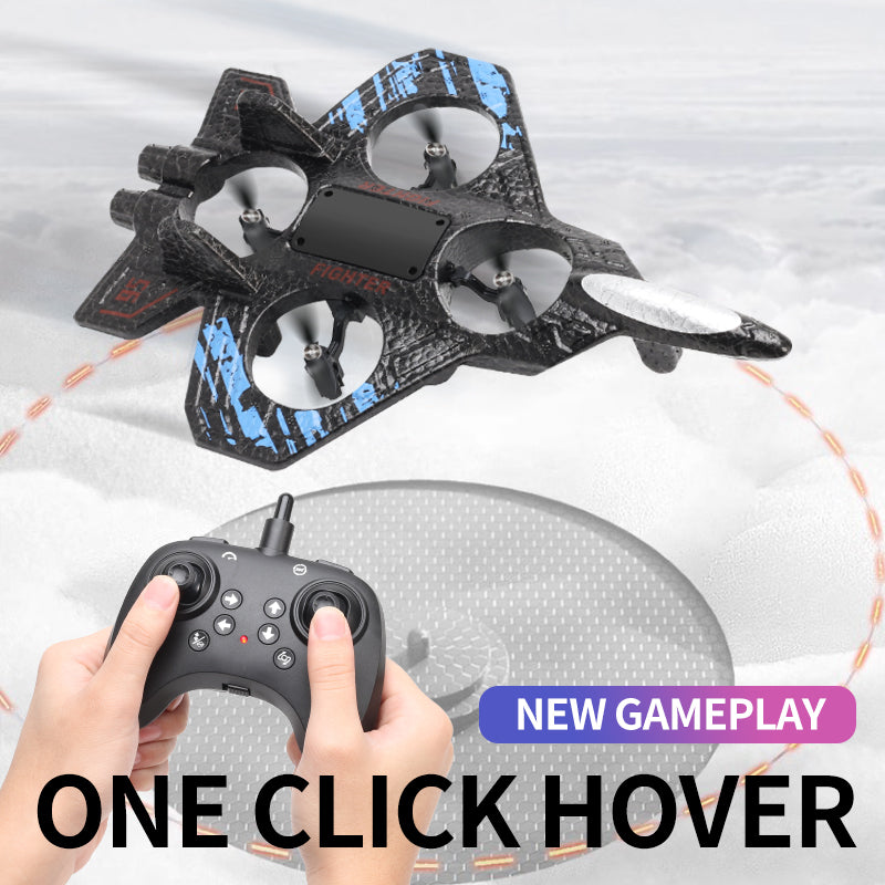 Foam Drone RC✈ Airplane for Kids and Beginners, Remote Control ✨Plane Fighter Jet with LED Light, Auto Hovering, 360° Flip
