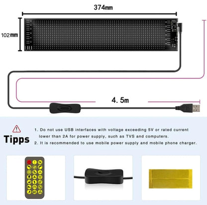 Smartuno | Customizable LED Display – 5V USB-Powered, Flexible & Bluetooth App-Controlled | Create Text, Patterns & Animations | Bright, Waterproof Sign for Cars, Shops, Parties & Bars