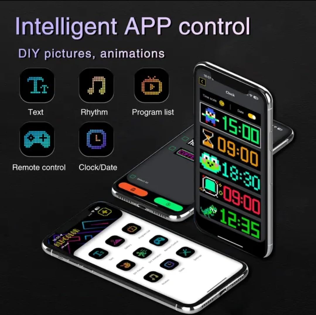 Smartuno | Customizable LED Display – 5V USB-Powered, Flexible & Bluetooth App-Controlled | Create Text, Patterns & Animations | Bright, Waterproof Sign for Cars, Shops, Parties & Bars