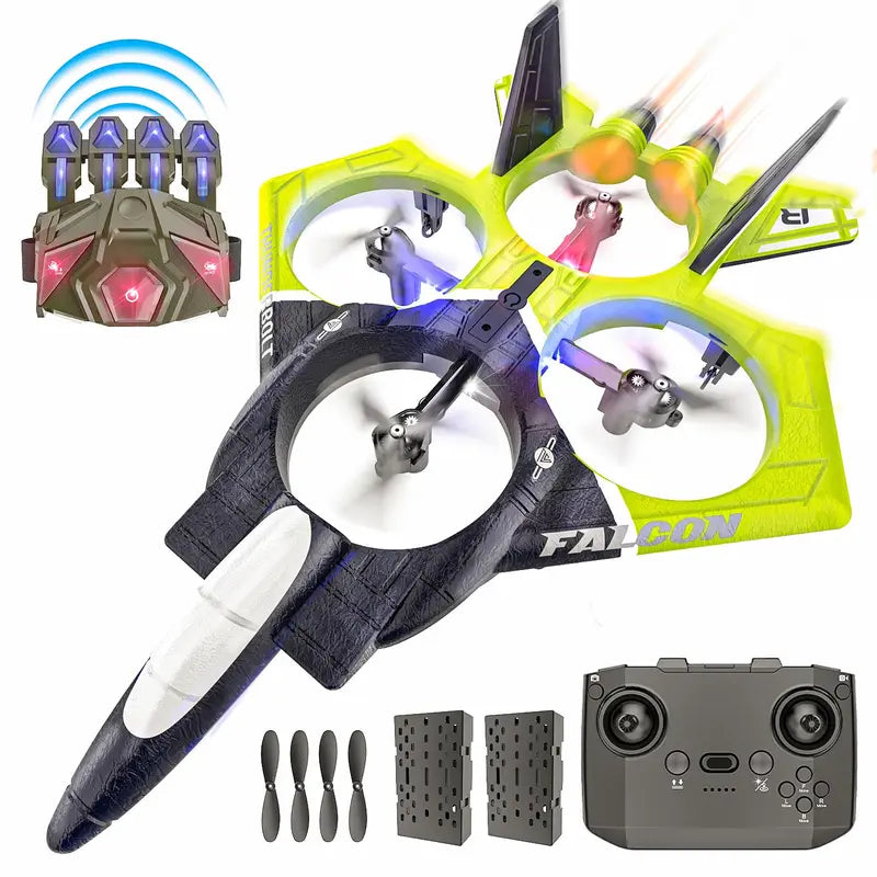 Foam Drone RC✈ Airplane for Kids and Beginners, Remote Control ✨Plane Fighter Jet with LED Light, Auto Hovering, 360° Flip