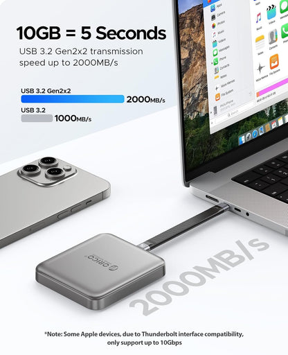 K20Mini ORI-CAO Magnetic External SSD for iPhone 15/16 Pro/Max – 2000MB/s, 4K ProRes HDR Recording & Storage